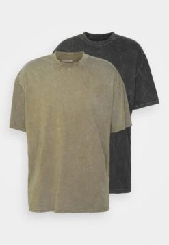 YOURTURN 2 Pack Unisex - T-Shirt Basic - Black/Olive -Yourturn Verkoopwinkel 87650e8a40104bc792f82977074a6138