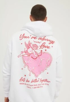 YOURTURN Heart Back Print Relaxed Hoodie Unisex - Hoodie - White -Yourturn Verkoopwinkel ce0ba314ea484cd1bc8cf5b8dacbcec9