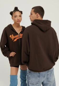 YOURTURN Unisex - Sweater Met Rits - Dark Brown -Yourturn Verkoopwinkel defff32f62974a92bc7d6d90fe0389c3